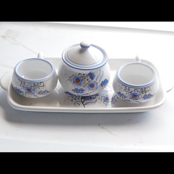 Italian Ceramic Espresso Set Cups, Sugar Dish Tray  Sante Gubbio - Picture 1 of 4